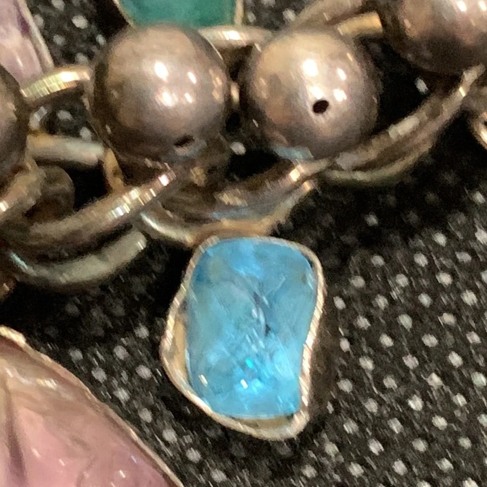 Unique vintage sterling silver and gem bracelet - Picture 14 of 16